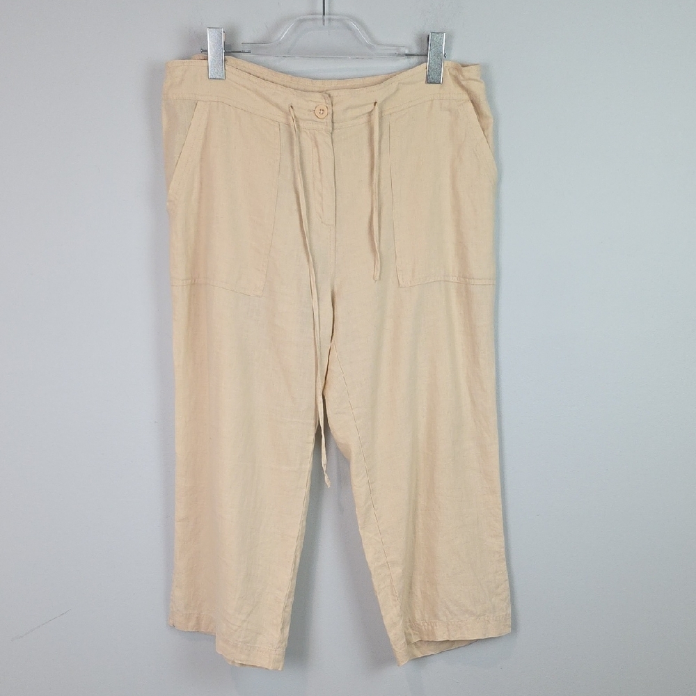 Roxie B Linen wide leg crop pants size Large